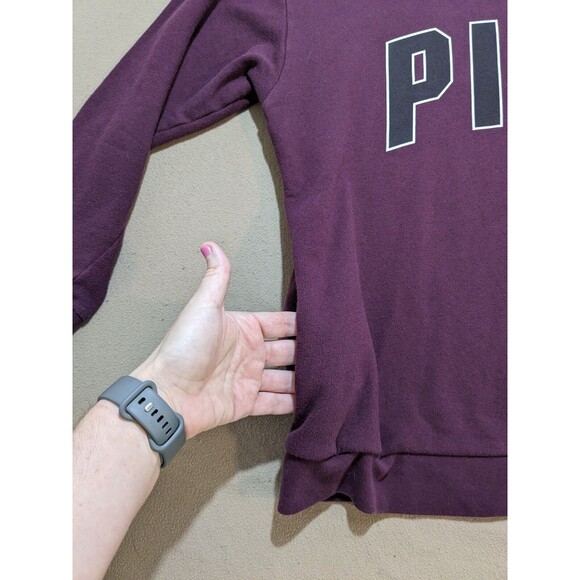 Pink by Victoria's Secret Long Sleeves Mock Neck Logo Sweatshirt Purple Size L - Picture 3 of 9